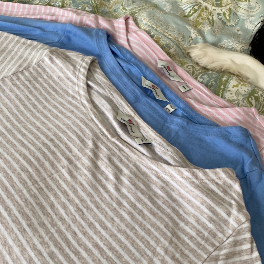 Vineyard Vines (3) Striped Simple Boatneck Tees size XXL